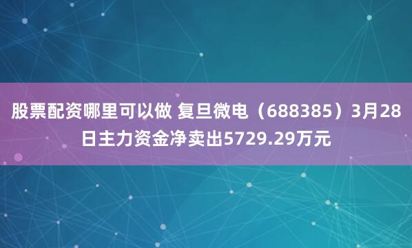 股票配资哪里可以做 复旦微电（688385）3月28日主力资金净卖出5729.29万元