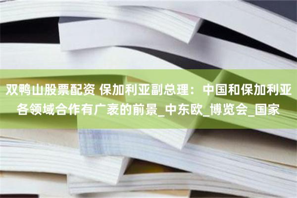 双鸭山股票配资 保加利亚副总理：中国和保加利亚各领域合作有广袤的前景_中东欧_博览会_国家